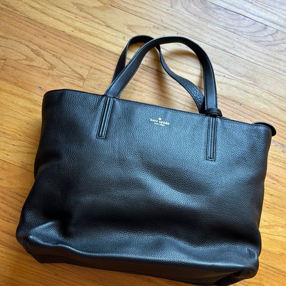 Kate Spade Ryder Grey Street Collection Black Leather Tote Bag